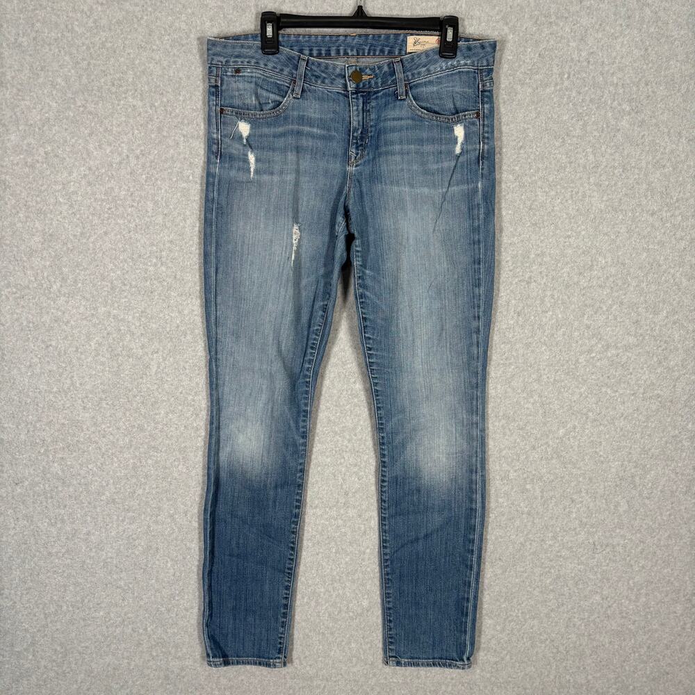 Gap Jeans Womens 10 30 Skinny‎ Destructed Faded Whiskers Holes Western 35x31